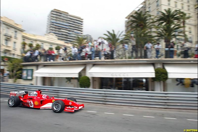 Rubens Barrichello, Ferrari, Monaco GP, Thursday May 20th, 2004.