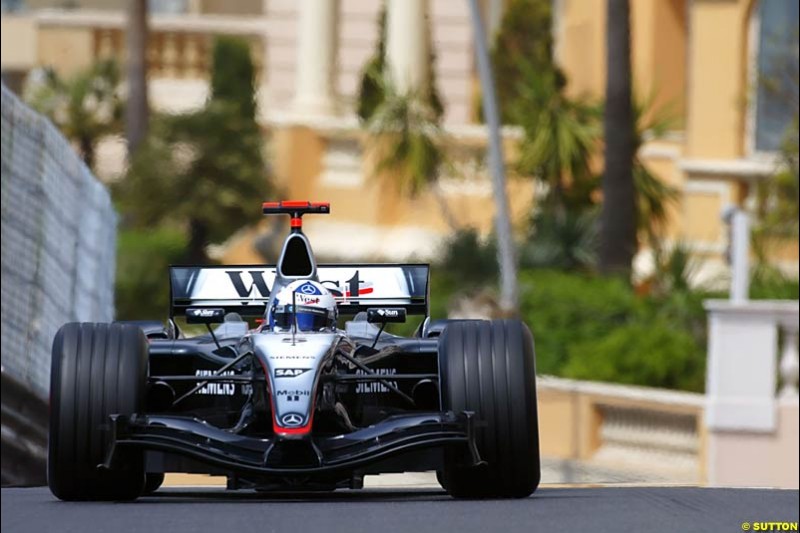 David Coulthard, Mclaren-Mercedes, Monaco GP, Thursday May 20th, 2004.