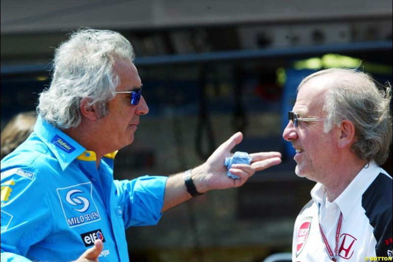 Flavio Briatore and David Richards, Monaco GP, Saturday May 22nd, 2004.