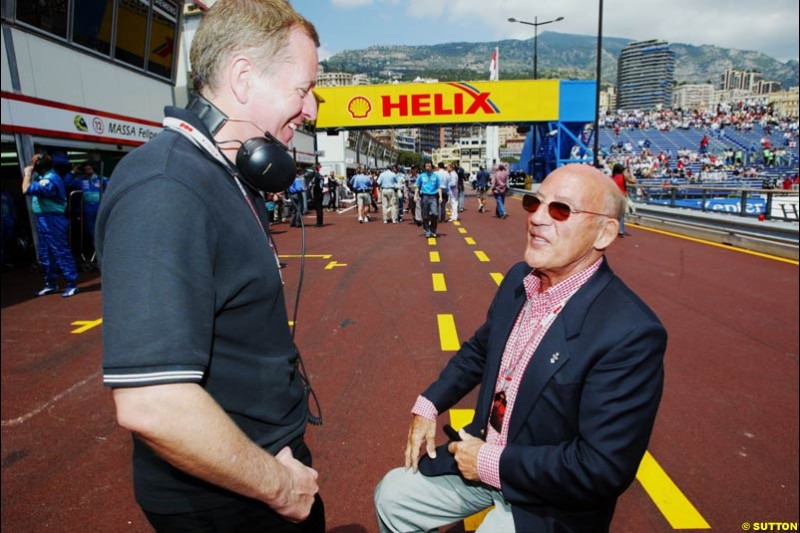 Martin Brundle  and   Sir Stirling Moss,  Monaco GP, Sunday May 23rd, 2004.