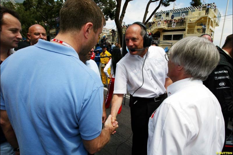 Roman Abramovich, Ron Dennis, and Bernie Ecclestone; Monaco GP, Sunday May 23rd, 2004.