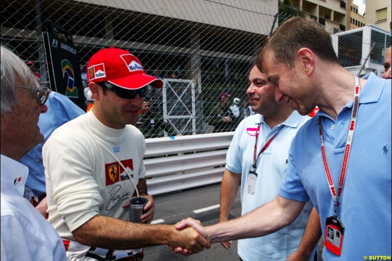 Rubens Barrichello and Roman Abramovich, Monaco GP, Sunday May 23rd, 2004.