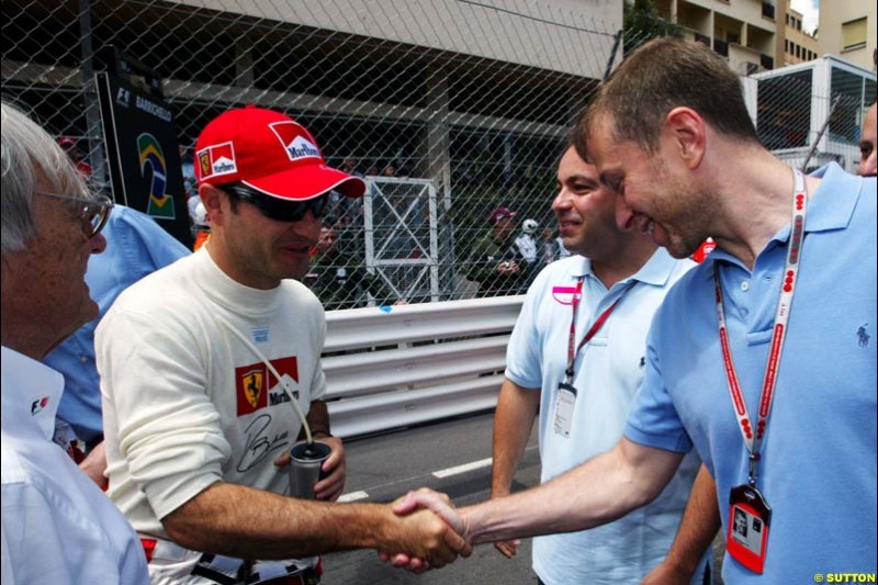 Rubens Barrichello  and   Roman Abramovich,  Monaco GP, Sunday May 23rd, 2004.