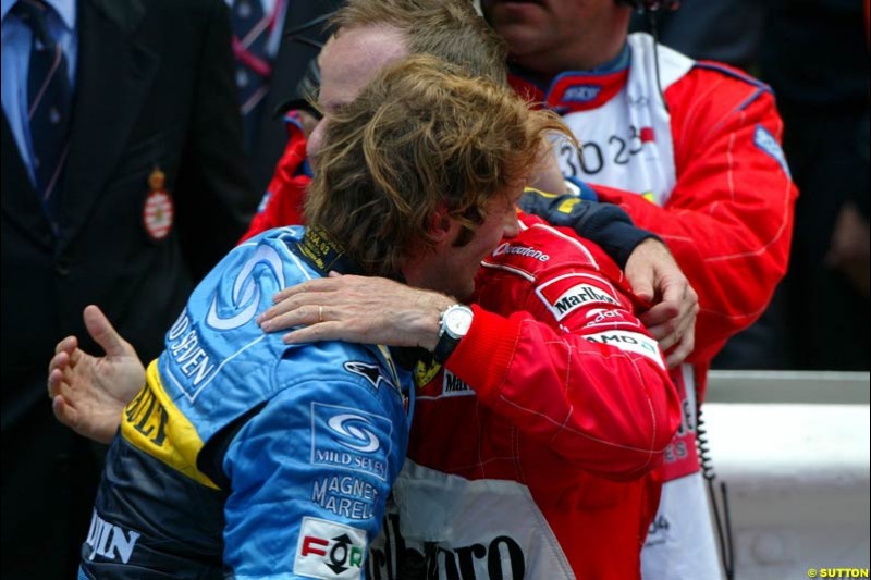 Jarno Trulli and Rubens Barrichello, Monaco GP, Sunday May 23rd, 2004.