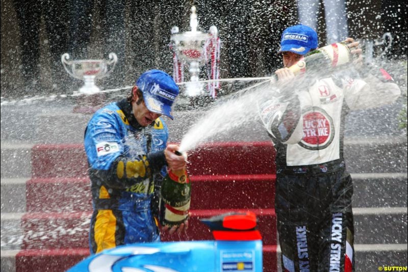 Jarno Trulli  and   Jenson Button,  Monaco GP, Sunday May 23rd, 2004.