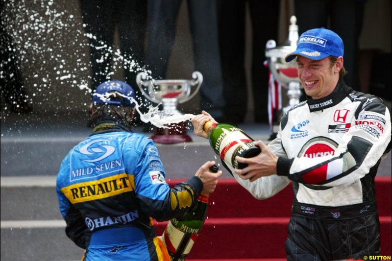 Jarno Trulli and Jenson Button, Monaco GP, Sunday May 23rd, 2004.