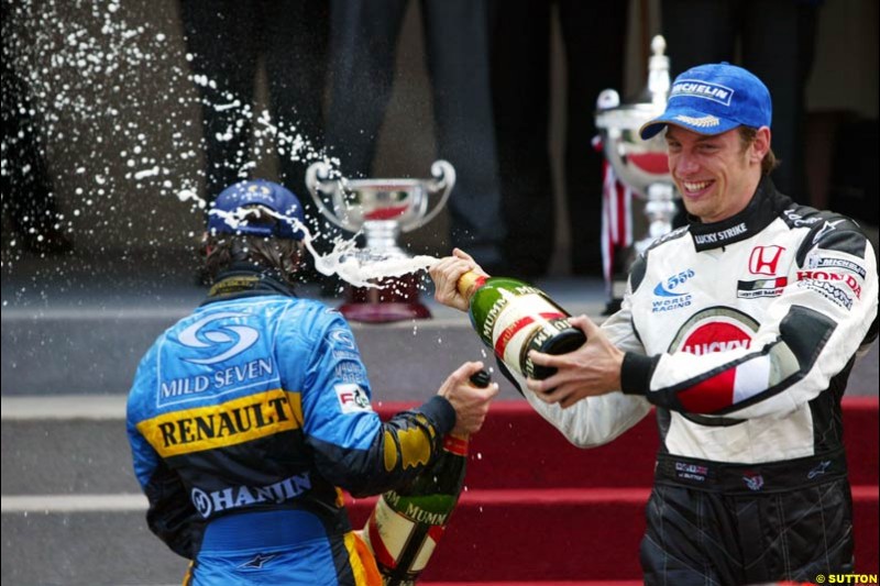 Jarno Trulli  and   Jenson Button,  Monaco GP, Sunday May 23rd, 2004.