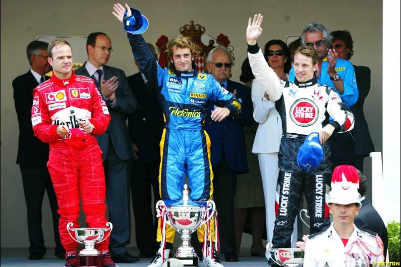 Rubens Barrichello, Jarno Trulli, and Jenson Button; Monaco GP, Sunday May 23rd, 2004.