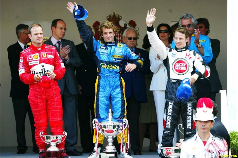 Rubens Barrichello, Jarno Trulli, and Jenson Button;  Monaco GP, Sunday May 23rd, 2004.