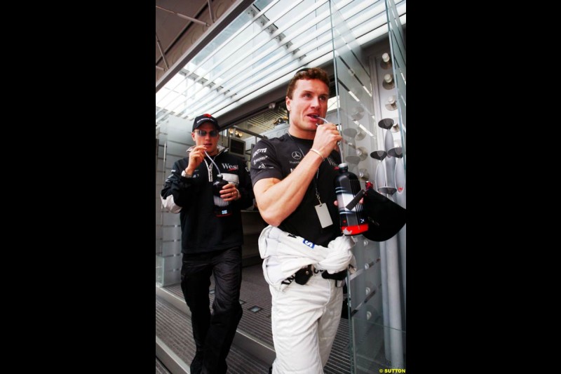 Kimi Raikkonen  and   David Coulthard,  Monaco GP, Sunday May 23rd, 2004.