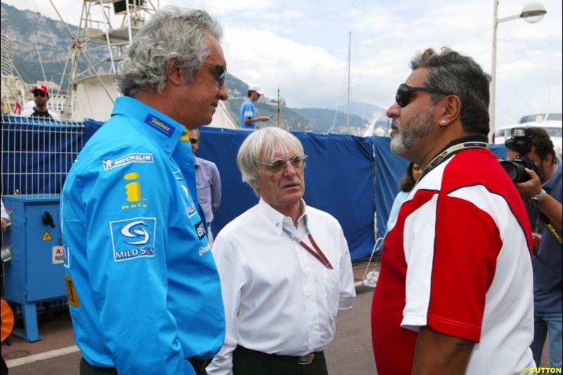 Flavio Briatore  and   Bernie Ecclestone,  Monaco GP, Sunday May 23rd, 2004.