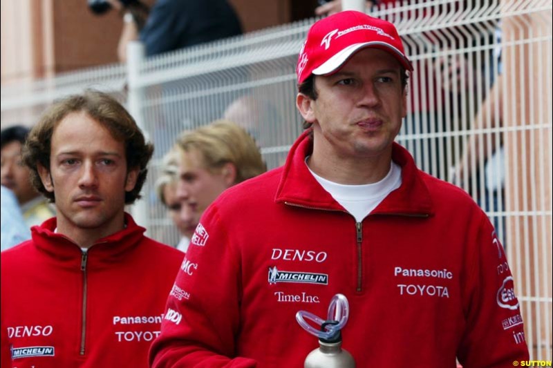 Cristiano da Matta  and   Olivier Panis,  Monaco GP, Sunday May 23rd, 2004.