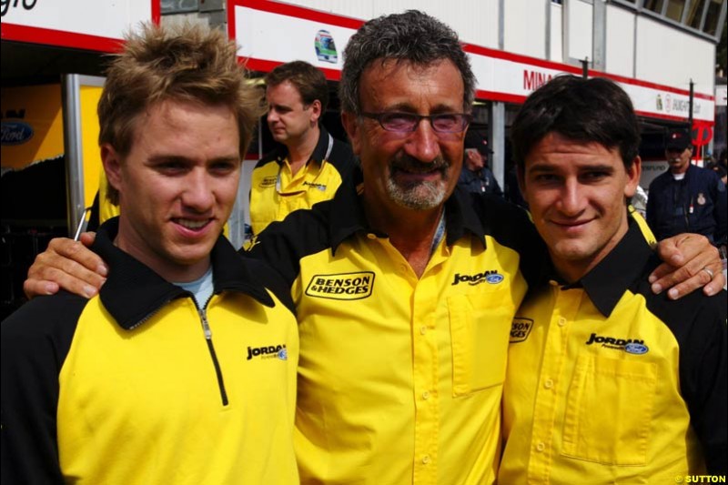 Nick Heidfeld, Eddie Jordan, and Giorgio Pantano;  Monaco GP, Sunday May 23rd, 2004.