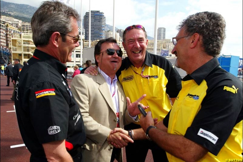 John Walton, Minard-Cosworth; Ian Phillips and Eddie Jordan, Jordan-Ford; Monaco GP, Sunday May 23rd, 2004.