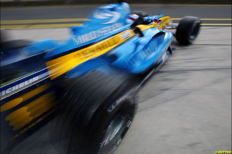 Jarno Trulli, Renault, European GP, Friday May 28th, 2004.