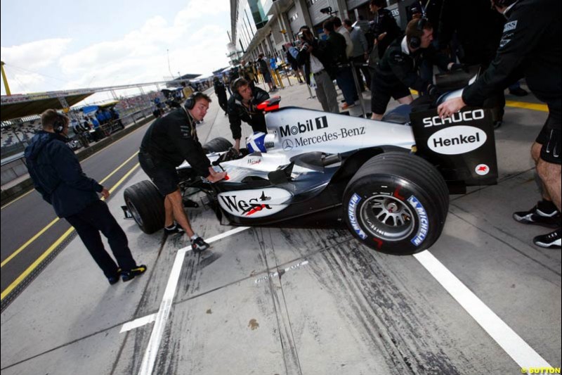 David Coulthard, Mclaren-Mercedes, European GP, Friday May 28th, 2004.