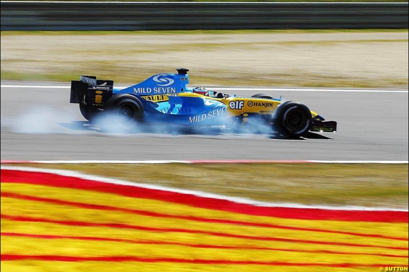 Fernando Alonso, Renault, European GP, Friday May 28th, 2004.