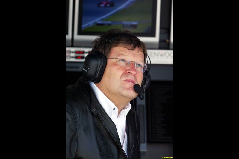Norbert Haug, Mercedes, European GP, Friday May 28th, 2004.