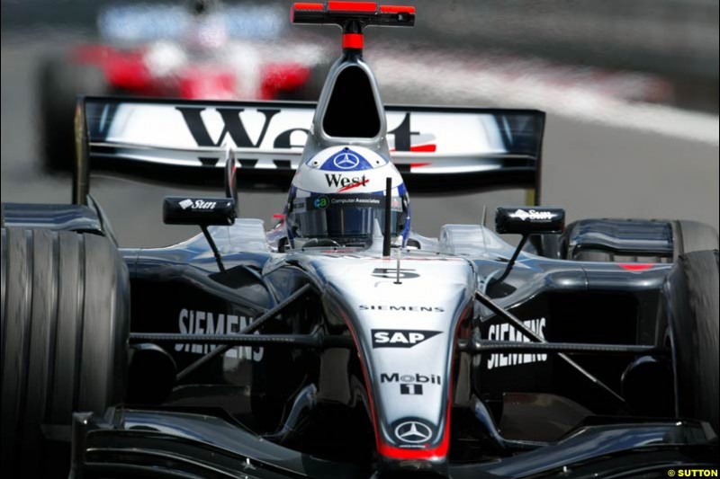 David Coulthard, Mclaren-Mercedes, European GP, Friday May 28th, 2004.
