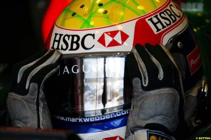 Mark Webber, Jaguar, European GP, Friday May 28th, 2004.