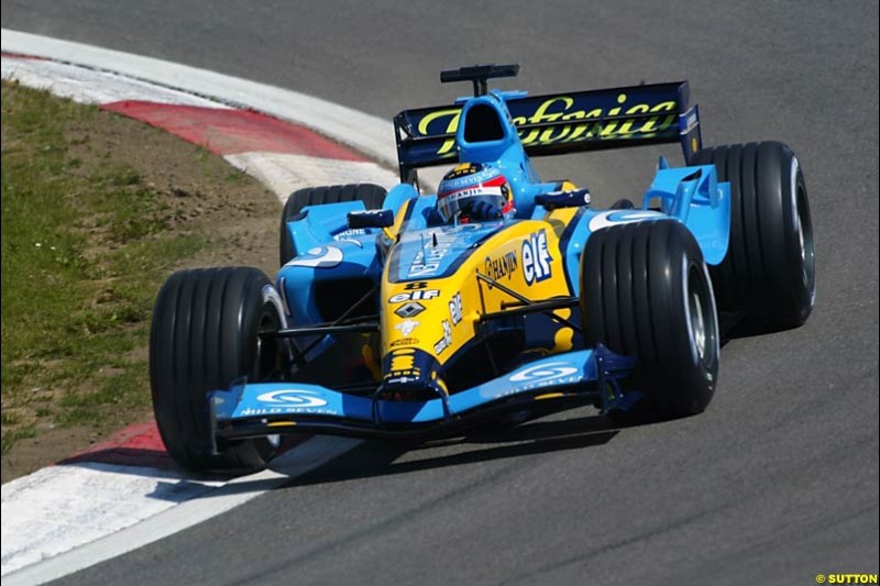 Fernado Alonso, Renault,  European GP, Friday May 28th, 2004.