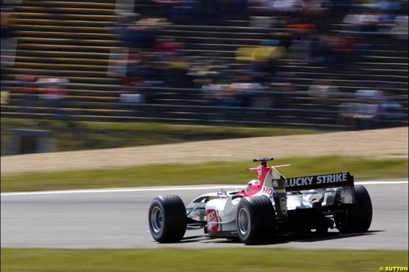 Takuma Sato, BAR-Honda,  European GP, Saturday May 29th, 2004.