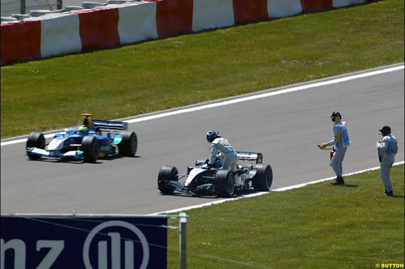 Giancarlo Fisichella, Sauber-Petronas; David Coulthard, Mclaren-Mercedes;  European GP, Saturday May 29th, 2004.