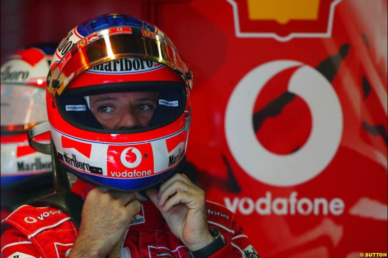 Rubens Barrichello, Ferrari,  European GP, Saturday May 29th, 2004.