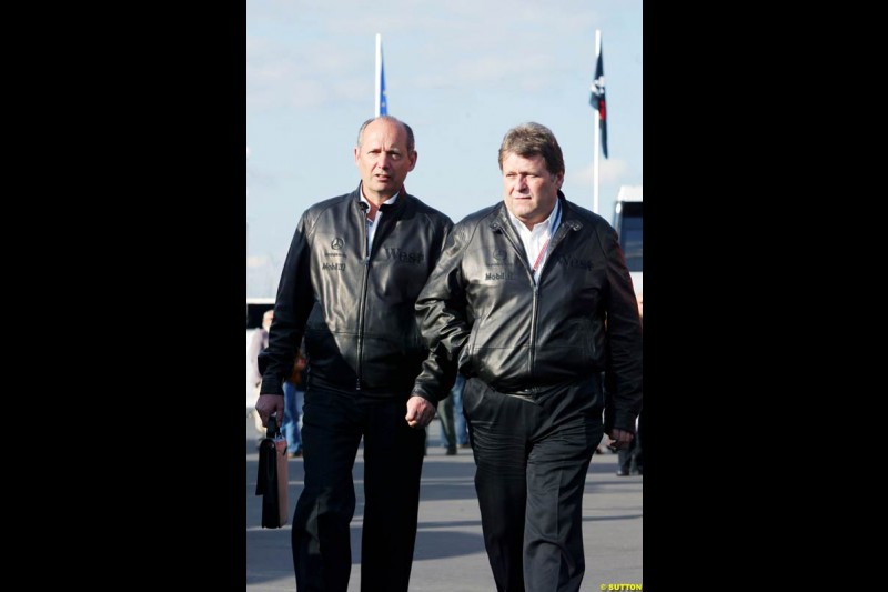 Ron Dennis  and   Norbert Haug,  European GP, Saturday May 29th, 2004.