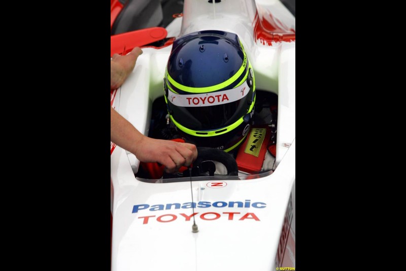 Cristiano da Matta, Toyota, Silverstone Testing, Thursday June 3rd, 2004.