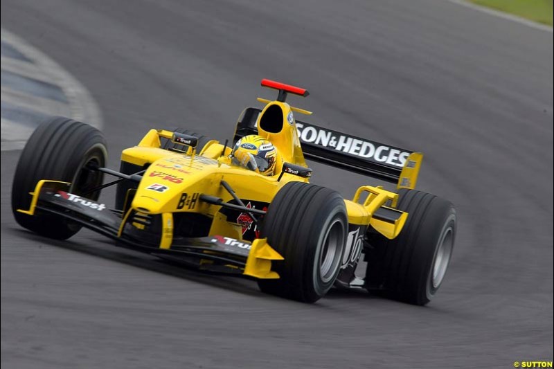 Giorgio Pantano, Jordan-Ford, Silverstone Testing, Thursday June 3rd, 2004.