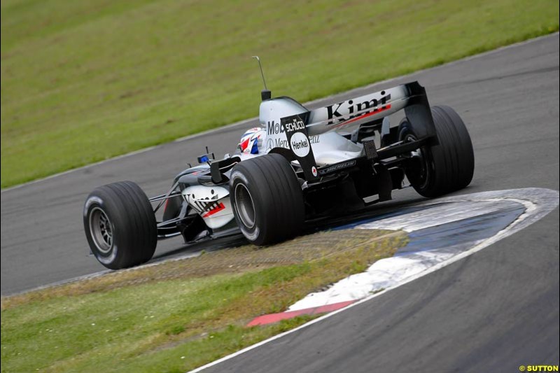 Kimi Raikkonen, Mclaren-Mercedes, Silverstone Testing, Thursday June 3rd, 2004.