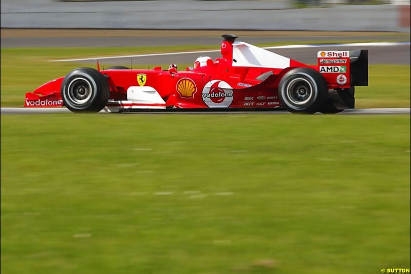 Rubens Barrichello, Ferrari, Silverstone Testing, Wednesday June 2nd, 2004.