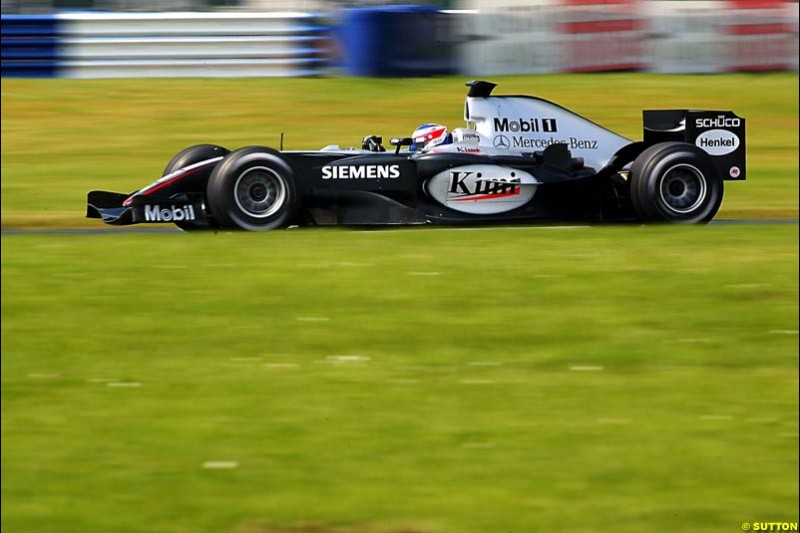 Kimi Raikkonen, Mclaren-Mercedes, Silverstone Testing, Wednesday June 2nd, 2004.