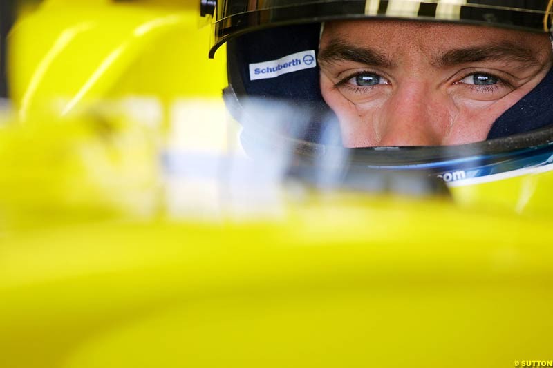 Nick Heidfeld, Jordan-Ford Silverstone Testing, Wednesday June 2nd, 2004.