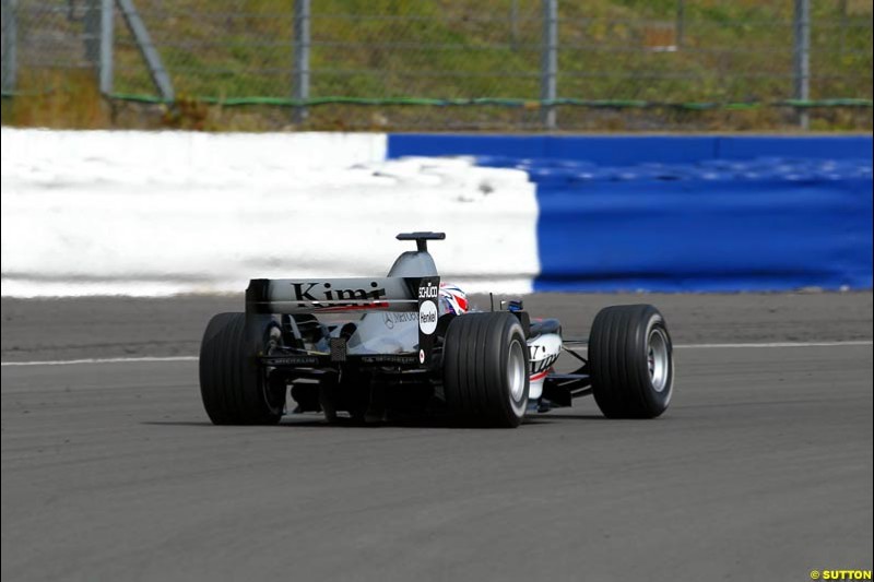 Kimi Raikkonen, Mclaren-Mercedes, Silverstone Testing, Tuesday June 2nd, 2004.