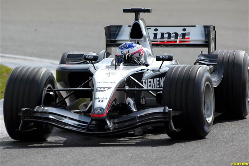 Kimi Raikkonen, Mclaren-Mercedes, Silverstone Testing, Tuesday June 2nd, 2004.