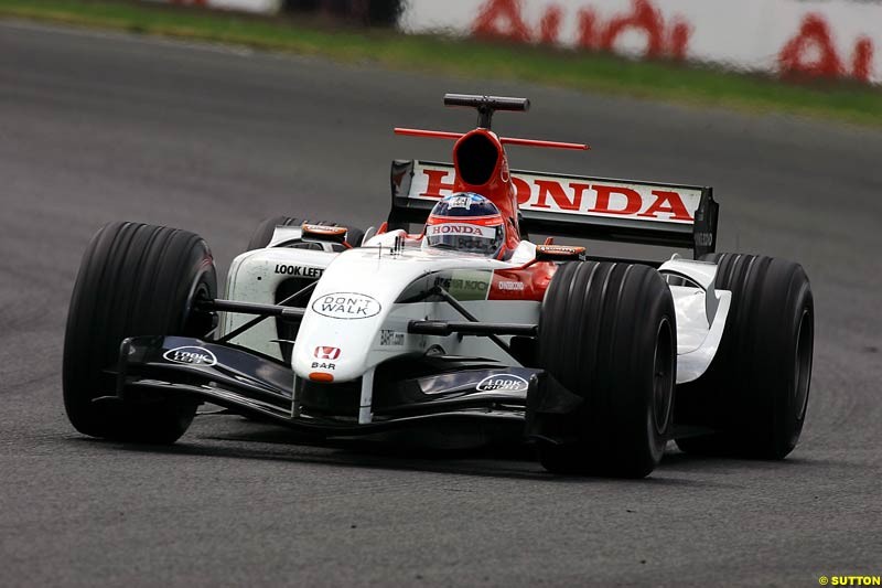 Takuma Sato, BAR-Honda, Silverstone Testing, Wednesday June 2nd, 2004.