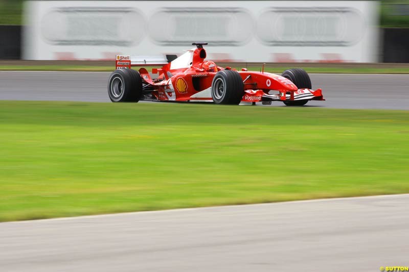 Michael Schumacher, Ferrari, Silverstone Testing, Wednesday June 2nd, 2004.