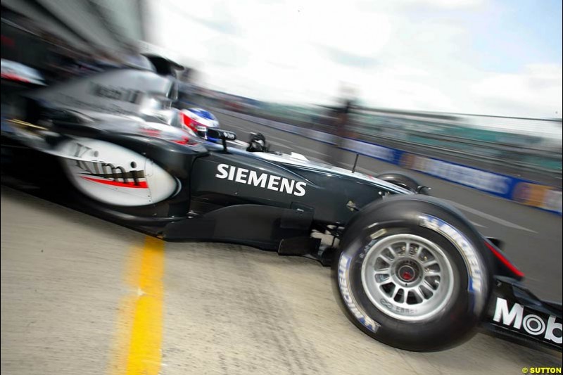 Kimi Raikkonen, Mclaren-Mercedes, Silverstone Testing, Wednesday June 2nd, 2004.