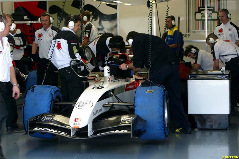 Takuma Sato, BAR-Honda, Silverstone Testing, Wednesday June 2nd, 2004.