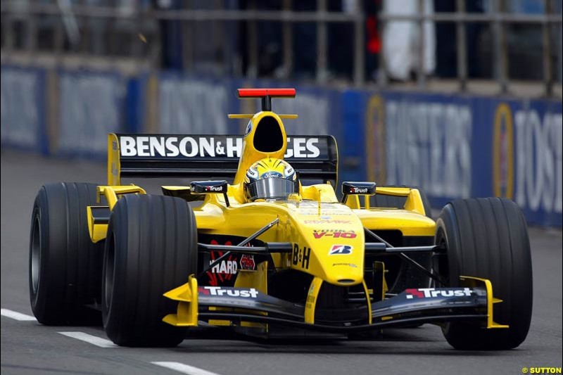 Giorgio Pantano, Jordan-Ford, Silverstone Testing, Wednesday June 2nd, 2004.