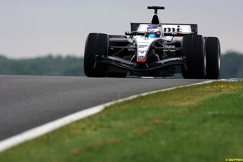 Kimi Raikkonen, Mclaren-Mercedes, Silverstone Testing, Tuesday June 1st, 2004.