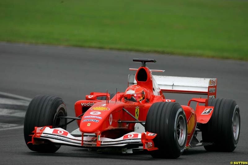 Michael Schumacher, Ferrari, Silverstone Testing, Tuesday June 1st, 2004.