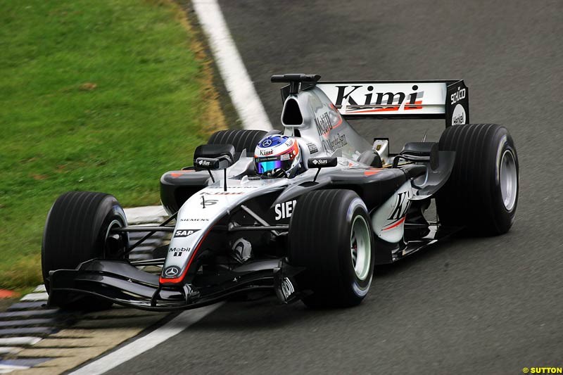 Kimi Raikkonen, Mclaren-Mercedes, Silverstone Testing, Tuesday June 1st, 2004.