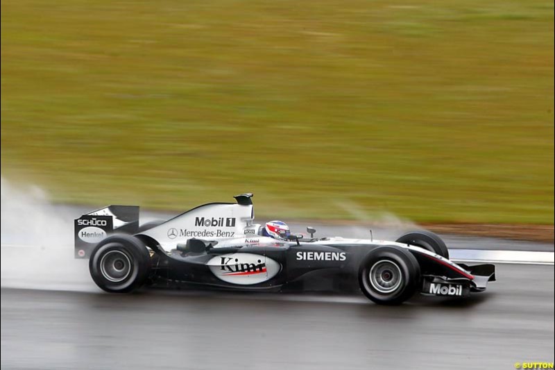 Kimi Raikkonen, Mclaren-Mercedes, Silverstone Testing, Tuesday June 1st, 2004.