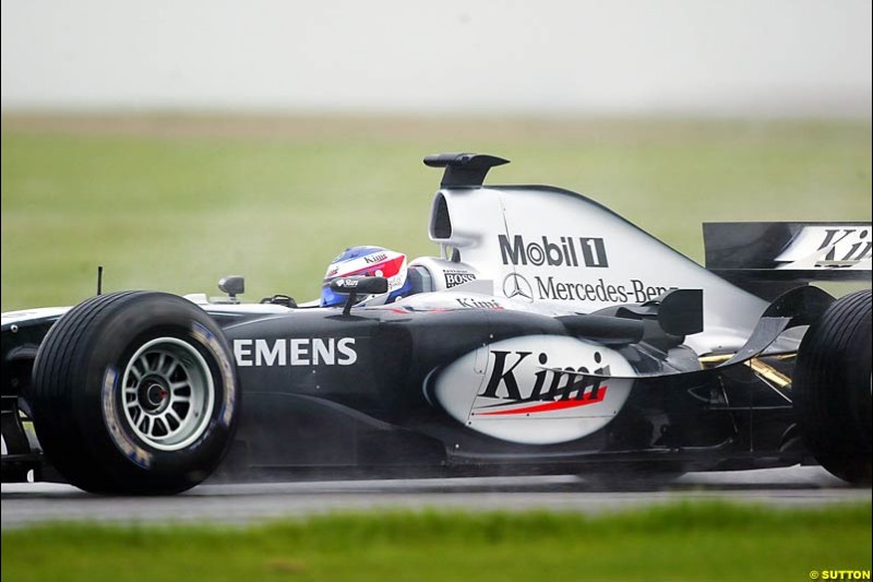 Kimi Raikkonen, Mclaren-Mercedes, Silverstone Testing, Tuesday June 1st, 2004.