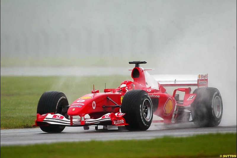 Michael Schumacher, Ferrari, Silverstone Testing, Tuesday June 1st, 2004.