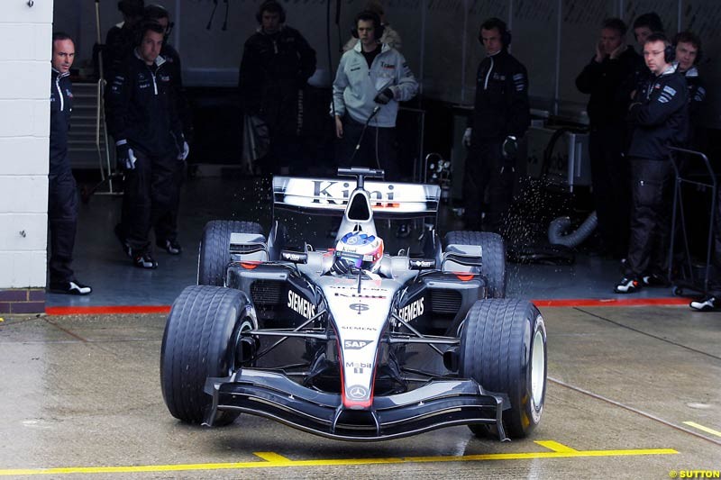 Kimi Raikkonen, Mclaren-Mercedes, Silverstone Testing, Tuesday June 1st, 2004.