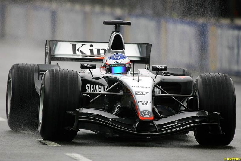 Kimi Raikkonen, Mclaren-Mercedes, Silverstone Testing, Tuesday June 1st, 2004.